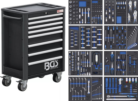 Darbnīcas ratiņi BGS Technic Pro Exclusive / 8 atvilktnes / ar 259 instrumentiem BGS TECHNIC MOTOVEIKALS 21