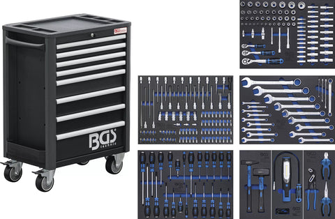 Darbnīcas ratiņi Pro Standard / 8 atvilktnes / ar 234 instrumentiem BGS TECHNIC MOTOVEIKALS 21