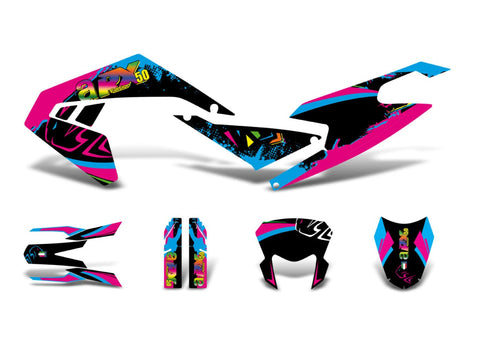 decal set black-pink-blue glossy for Aprilia RX50 2018- Euro4 DIVERSE / IMPORT MOTOVEIKALS 21