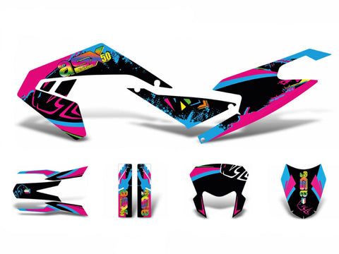 decal set black-pink-blue glossy for Aprilia SX50 2018- Euro4 DIVERSE / IMPORT MOTOVEIKALS 21