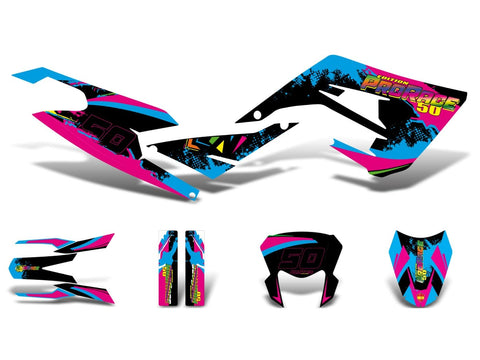 decal set black-pink-blue glossy for Derbi Senda 50 2018- DIVERSE / IMPORT MOTOVEIKALS 21