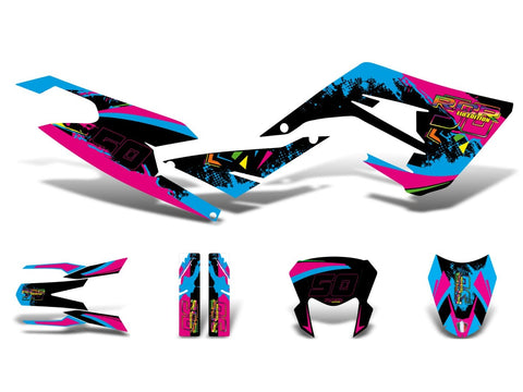 decal set black-pink-blue matt for Gilera RCR 50 2018- DIVERSE / IMPORT MOTOVEIKALS 21