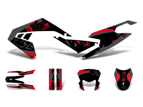 decal set black-red-grey glossy for Aprilia RX50 2018- Euro4 DIVERSE / IMPORT MOTOVEIKALS 21