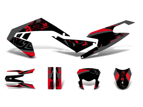 decal set black-red-grey glossy for Aprilia SX50 2018- Euro4 DIVERSE / IMPORT MOTOVEIKALS 21