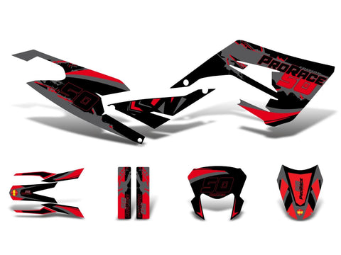 decal set black-red-grey glossy for Derbi Senda 50 2018- DIVERSE / IMPORT MOTOVEIKALS 21