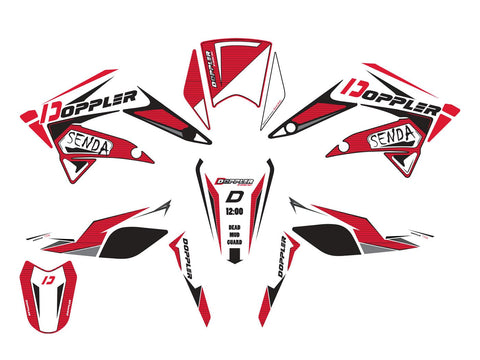 decal set Doppler black-red-white for Derbi Senda 2011-2017 DOPPLER MOTOVEIKALS 21