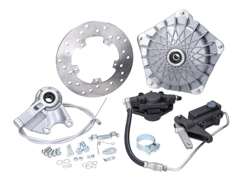 disc brake set GRIMECA Classic NT stub d=16mm silver mesh pattern partially hydraulic for Vespa P80-150X, P200E, PX80-150E GRIMECA MOTOVEIKALS 21