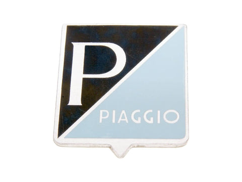emblem / badge Piaggio 25x31mm aluminum to glue for Vespa 50, 50S, 50SS (-1968), 90, 90SS, 125 Primavera, Nuova (1966) CIF MOTOVEIKALS 21