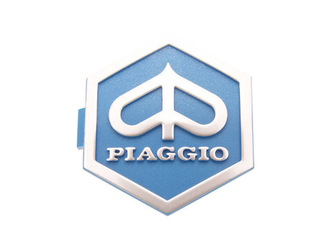 emblem / badge Piaggio 3D hexagonal 32x37mm to plug, blue / silver OEM STANDARD MOTOVEIKALS 21