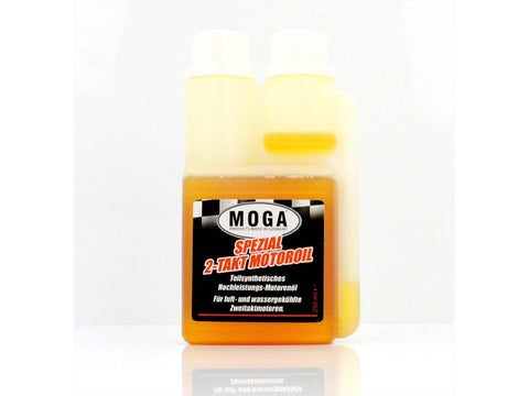 Engine oil bottle MOGA 250ml dimensions 165mm high 90mm wide 45mm deep for moped mokick MOGA MOTOVEIKALS 21