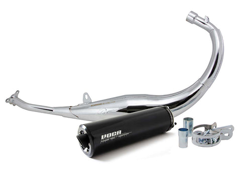 exhaust VOCA Chromed 50/70cc black silencer for Minarelli AM6 Enduro, Supermoto VOCA RACING MOTOVEIKALS 21