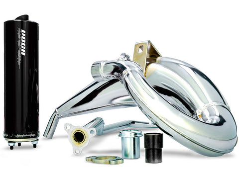 exhaust VOCA Cross chromed 50/70cc black silencer for Aprilia RX, SX, Derbi Senda VOCA RACING MOTOVEIKALS 21