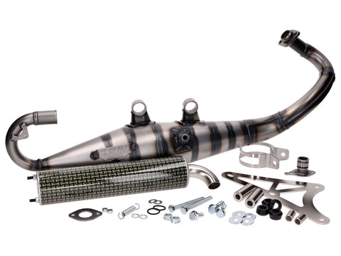 exhaust Yasuni Carrera 10 carbon look yellow for Piaggio NRG, Zip, Typhoon, Gilera Runner 50, Stalker 50, Aprilia SR YASUNI MOTOVEIKALS 21