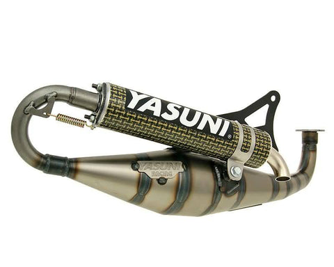 exhaust Yasuni Carrera 21 yellow carbon fiber for Minarelli horizontal YASUNI MOTOVEIKALS 21