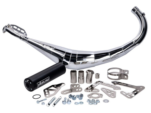 exhaust Yasuni R2 black chromed for Minarelli AM6, Derbi D50B0, EBE Offroad, SM YASUNI MOTOVEIKALS 21