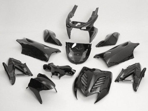 fairing kit 11-piece black metallic for Yamaha Aerox, MBK Nitro 50cc, 100cc 2-stroke DMP MOTOVEIKALS 21
