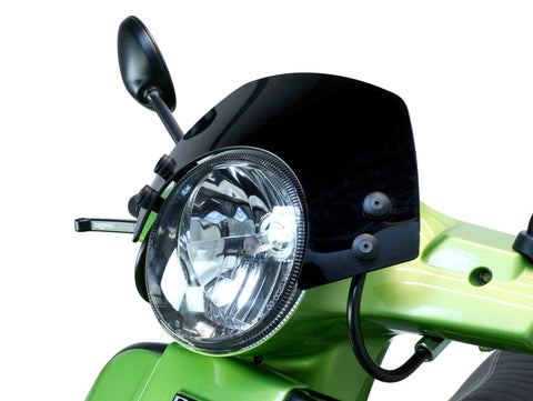 Flyscreen with black brackets -MOTO NOSTRA, w=340mm, h=105mm- Vespa GT, GTL, GTS, GTS Super 125-300cc - black MOTO NOSTRA MOTOVEIKALS 21
