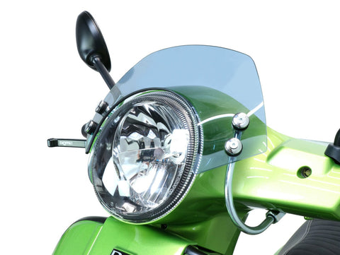 Flyscreen with chromed brackets -MOTO NOSTRA, w=340mm, h=105mm- Vespa GT, GTL, GTS, GTS Super 125-300cc - smoke grey MOTO NOSTRA MOTOVEIKALS 21