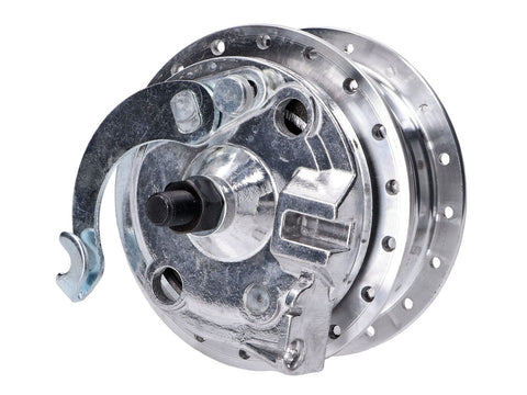 front wheel hub complete w/ brake anchor plate and axle for Puch w/ spoke wheel 101 OCTANE MOTOVEIKALS 21