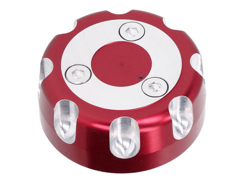 fuel tank cap aluminum red anodized for Aprilia RX 50, SX 50, Derbi Senda R, Senda SM, Gilera SMT 50, RCR 50 DIVERSE / IMPORT MOTOVEIKALS 21