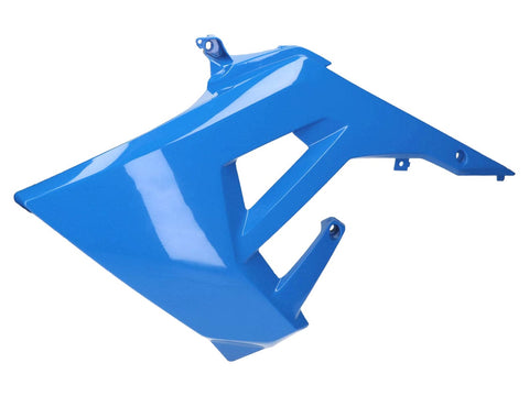 fuel tank cover left OEM blue for Derbi Senda R 50, Senda SM 50 X-Treme Euro4 2018- PIAGGIO MOTOVEIKALS 21