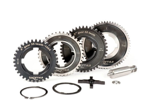 Gearbox (gear cogs only) -BGM PRO- Vespa P-range (-1984) - PX125 (VNX1T, 146314-VNX2T, 232052), PX150 (VLX1T 264565-624601), PX200 (VSX1T, -315266), Rally180 (VSD1T), Rally200 (VSE1T) - 12/57, 13/42, 17/38, 21/35 teeth - original ratio BGM PRO MOTOVEIKALS 21
