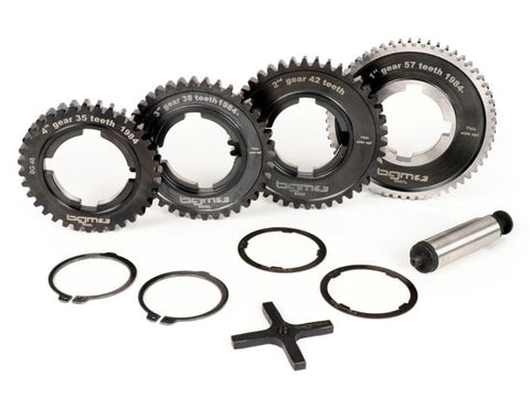 Gearbox (gear cogs only) -BGM PRO- Vespa PX EFL, Disc, My, 2011 (1984-) - PX125 (VNX2T 232053-, ZAPM), PX150 (VLX1T 624602-, ZAPM), PX200 (VSX1T 315267-), Cosa, T5 125cc, LML Star 2-stroke, Stella 2-stroke - 12/57, 13/42, 17/38, 21/35 teeth - original rat BGM PRO MOTOVEIKALS 21