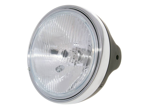 headlight 190mm, black metal housing for Moto Guzzi 750 Breva 03-07, V7 Classic 08-, Nevada Classic 04-10, 1100 Ballabio, Café Sport 03-05 VPARTS MOTOVEIKALS 21