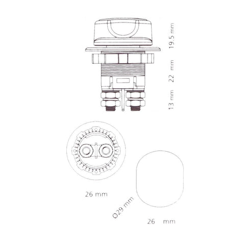 Iebūvējams masas slēdzis d=29mm, 32V 100A LAMPA MOTOVEIKALS 21
