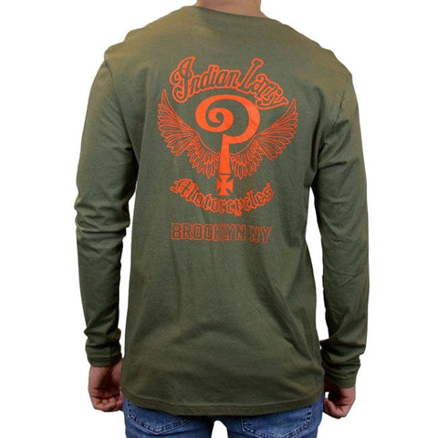 Indian Larry John''s long sleeve army green INDIAN LARRY MOTORCYCLES MOTOVEIKALS 21