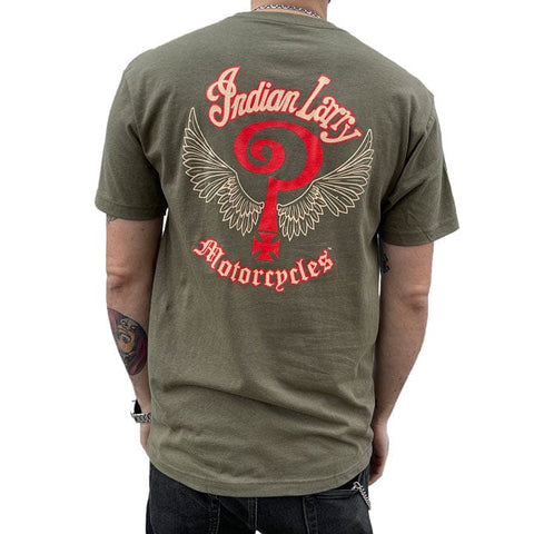 Indian Larry Logo t-shirt army green INDIAN LARRY MOTORCYCLES MOTOVEIKALS 21