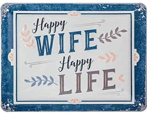 Izkārtne Happy WiFe Happy Life 15 x 20 cm NOSTALGIC ART MOTOVEIKALS 21