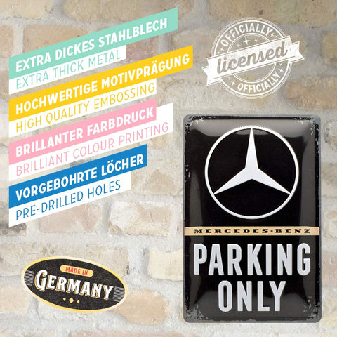 Izkārtne Mercedes Benz PARKING ONLY 20x30cm NOSTALGIC ART MOTOVEIKALS 21