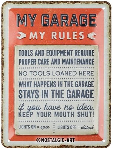 Izkārtne My Garage, My Rules 15x20cm NOSTALGIC ART MOTOVEIKALS 21