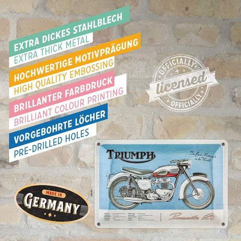 Izkārtne TRIUMPH BONNEVILLE 20x30 cm NOSTALGIC ART MOTOVEIKALS 21