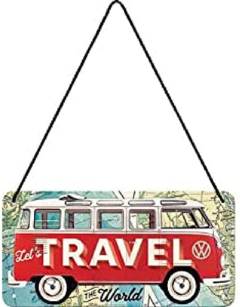 Izkārtne VW Bulli - Let's Travel The World 20x10 cm NOSTALGIC ART MOTOVEIKALS 21