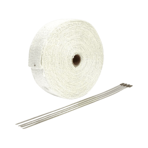 Izplūdes termiskā lente 10M WHITE + 4 stiprinājumi platums: 50mm biezums: 1,5mm REPLICA MOTOVEIKALS 21