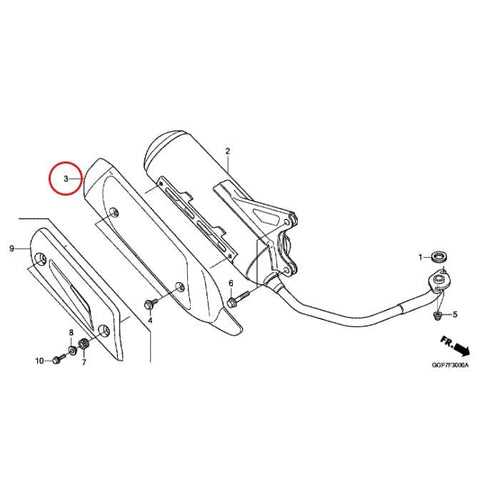 Izpūtēja aizsargs HONDA NSC 50 OEM: 18318-GGP-D00 HONDA OEM MOTOVEIKALS 21