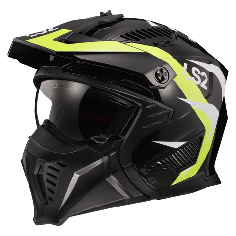 Ķivere LS2 DRIFTER OF606 TRIALITY gloss black H-V yellow L LS2 MOTOVEIKALS 21