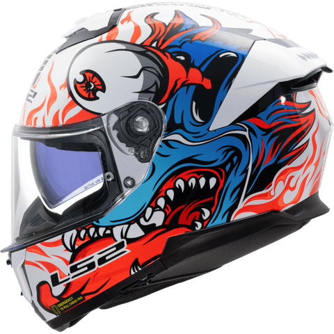 Ķivere LS2 STREAM II FF808 INFERNO gloss white blue LS2 MOTOVEIKALS 21
