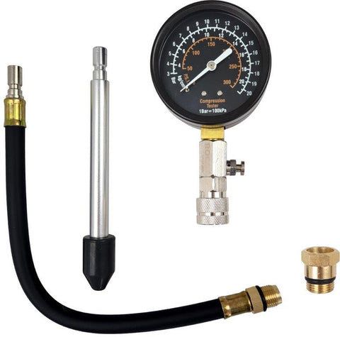Kompresijas mērinstruments 0 - 20 bar / 2 adapteri ROOKS MOTOVEIKALS 21