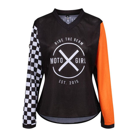 Krekls MX sieviešu MOTOGIRL melns / oranžs L MOTOGIRL MOTOVEIKALS 21