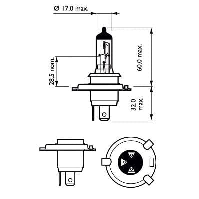 Kvēlspuldze H4 12V 60/55W P43T MAXGEAR MOTOVEIKALS 21