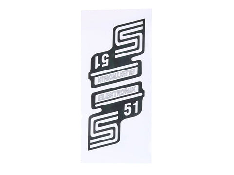 logo decal set S51 electronics foil / sticker silver for Simson S51 OEM STANDARD MOTOVEIKALS 21