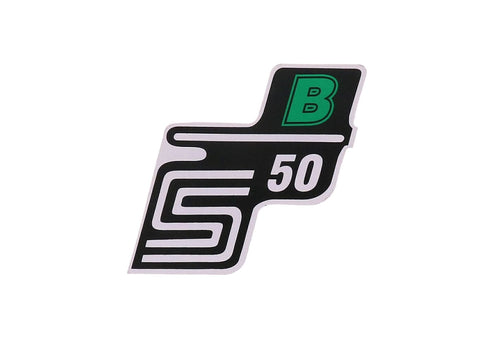 logo foil / sticker S50 B green for Simson S50 OEM STANDARD MOTOVEIKALS 21