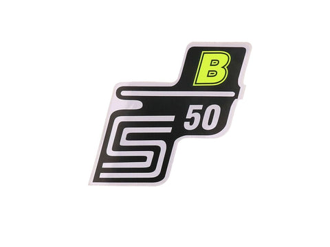 logo foil / sticker S50 B neon yellow for Simson S50 OEM STANDARD MOTOVEIKALS 21