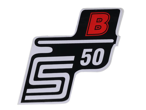 logo foil / sticker S50 B red for Simson S50 OEM STANDARD MOTOVEIKALS 21