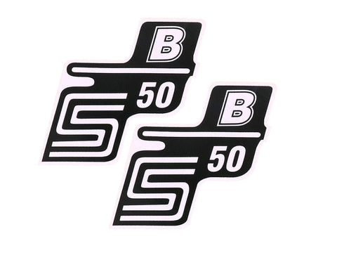 logo foil / sticker S50 B white 2 pieces for Simson S50 OEM STANDARD MOTOVEIKALS 21
