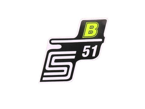 logo foil / sticker S51 B neon yellow for Simson S51 OEM STANDARD MOTOVEIKALS 21