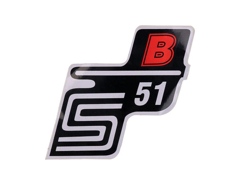 logo foil / sticker S51 B red for Simson S51 OEM STANDARD MOTOVEIKALS 21